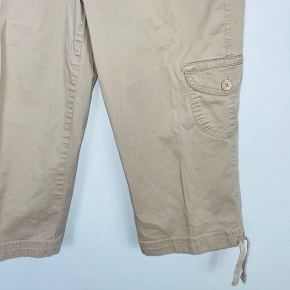 Vintage Y2K Womens 12 Capri Cargo Pants Beige Khaki Straight Leg - Picture 7 of 11